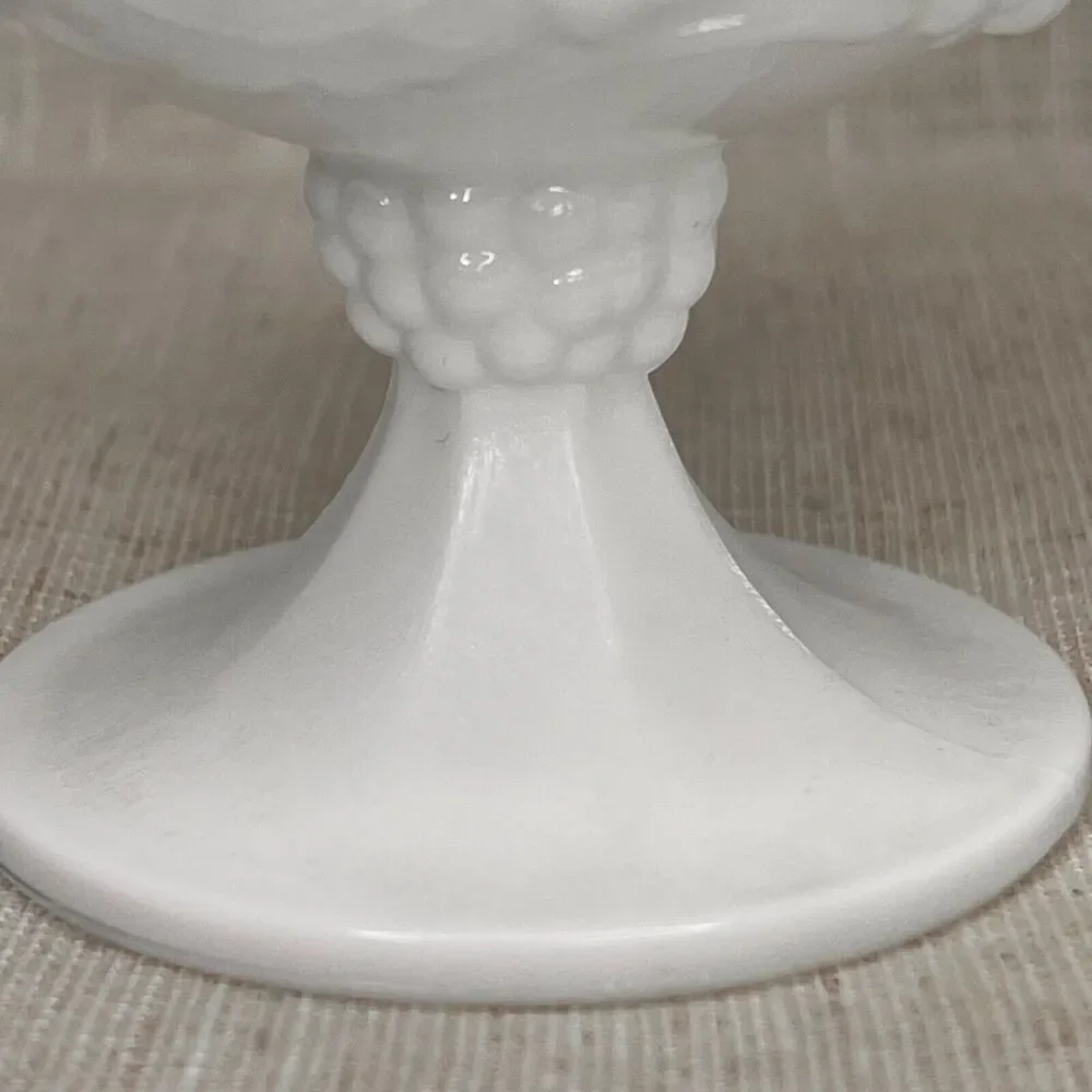 Footed Creamer Sugar Set Indiana Colony Harvest Milk Glass Embossed Grapes